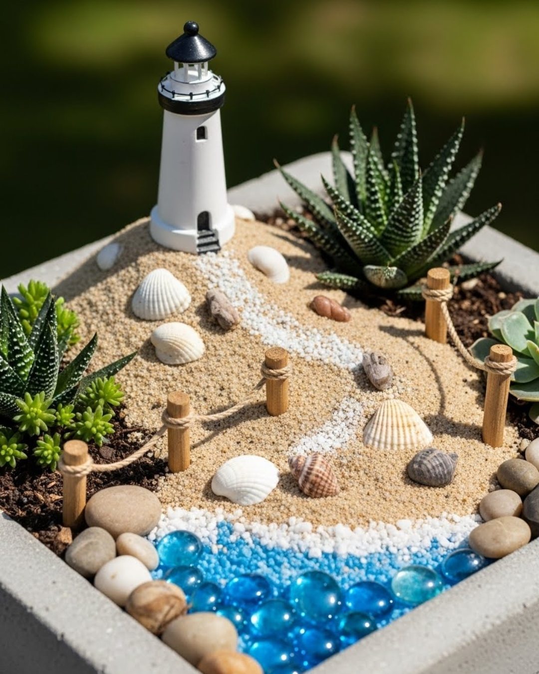 Jardim de fadas em vaso: guia prático completo 3 Jardim de fadas - Ideia praia