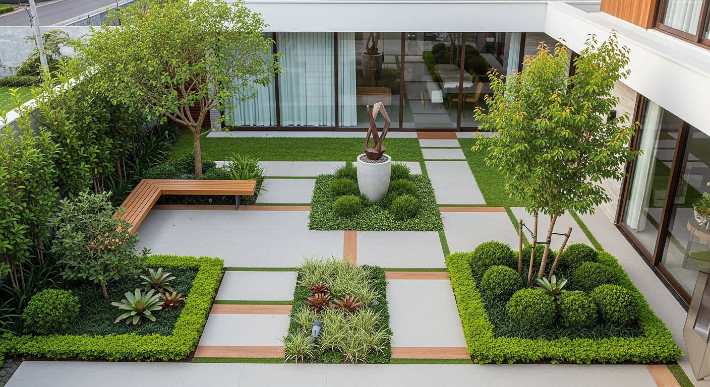 Projeto profissional de paisagismo para jardim pequeno